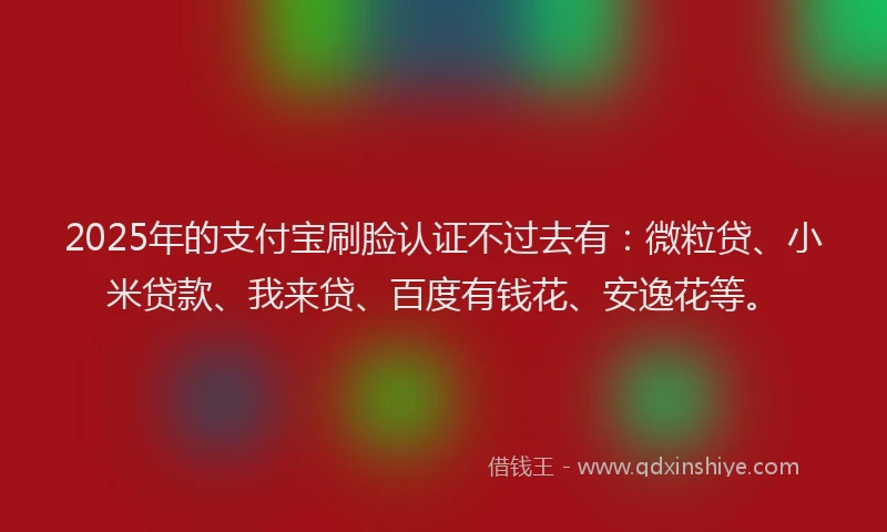 2025年的支付宝刷脸认证不过去有：微粒贷、小米贷款、我来贷、百度有钱花、安逸花等。