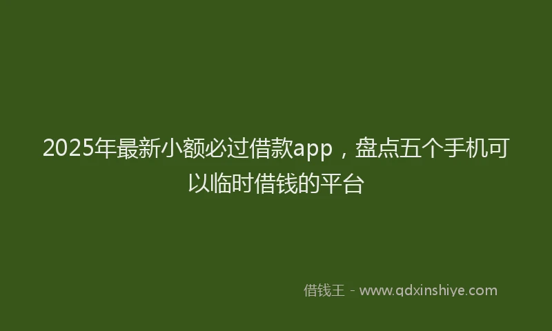 2025年最新小额必过借款app，盘点五个手机可以临时借钱的平台