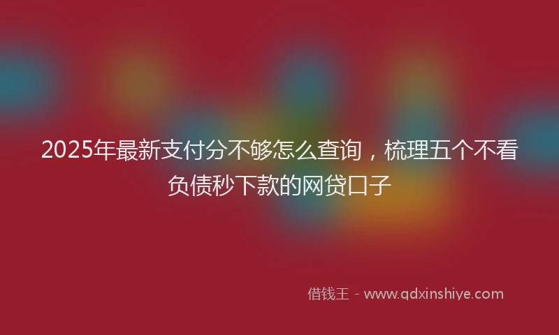 2025年最新支付分不够怎么查询，梳理五个不看负债秒下款的网贷口子