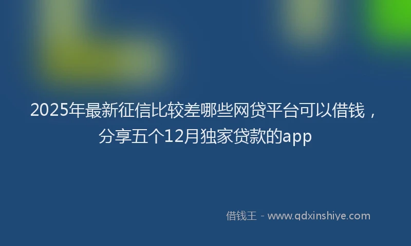2025年最新征信比较差哪些网贷平台可以借钱，分享五个12月独家贷款的app
