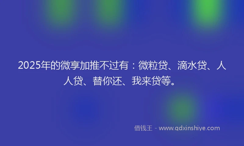 2025年的微享加推不过有：微粒贷、滴水贷、人人贷、替你还、我来贷等。