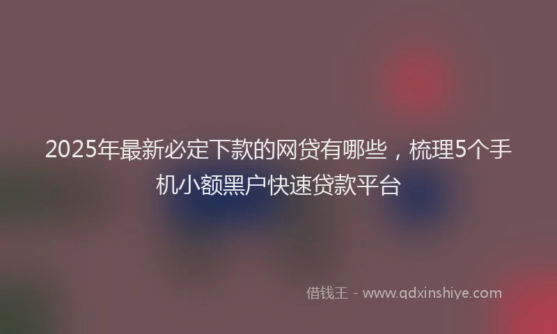 2025年最新必定下款的网贷有哪些，梳理5个手机小额黑户快速贷款平台