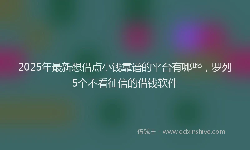 2025年最新想借点小钱靠谱的平台有哪些，罗列5个不看征信的借钱软件