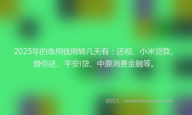 2025年的急用钱周转几天有：还呗、小米贷款、替你还、平安i贷、中原消费金融等。