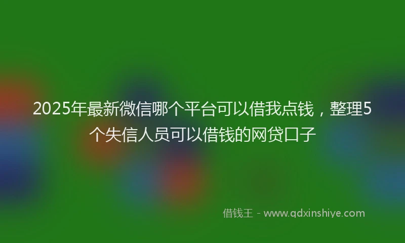 2025年最新微信哪个平台可以借我点钱，整理5个失信人员可以借钱的网贷口子
