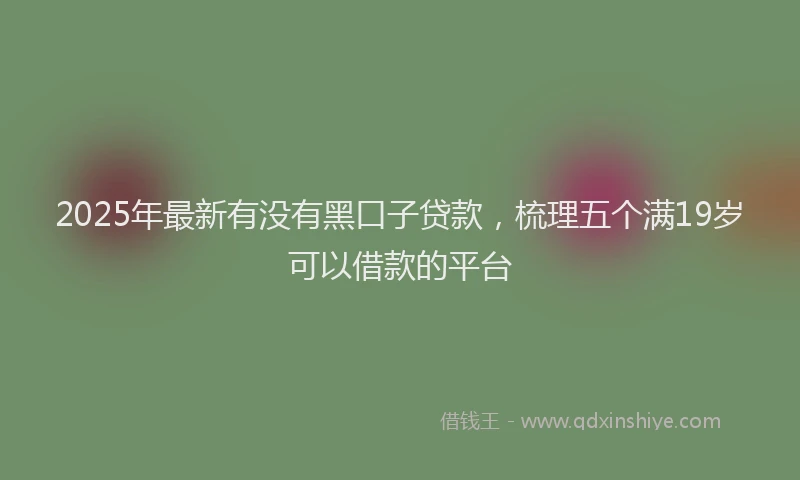 2025年最新有没有黑口子贷款，梳理五个满19岁可以借款的平台