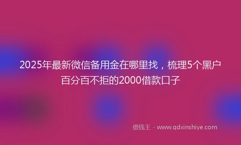 2025年最新微信备用金在哪里找，梳理5个黑户百分百不拒的2000借款口子