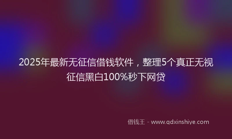 2025年最新无征信借钱软件，整理5个真正无视征信黑白100%秒下网贷