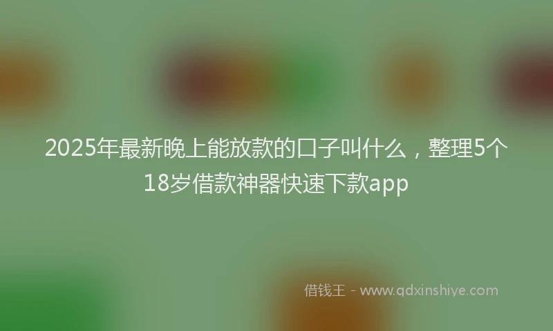 2025年最新晚上能放款的口子叫什么，整理5个18岁借款神器快速下款app