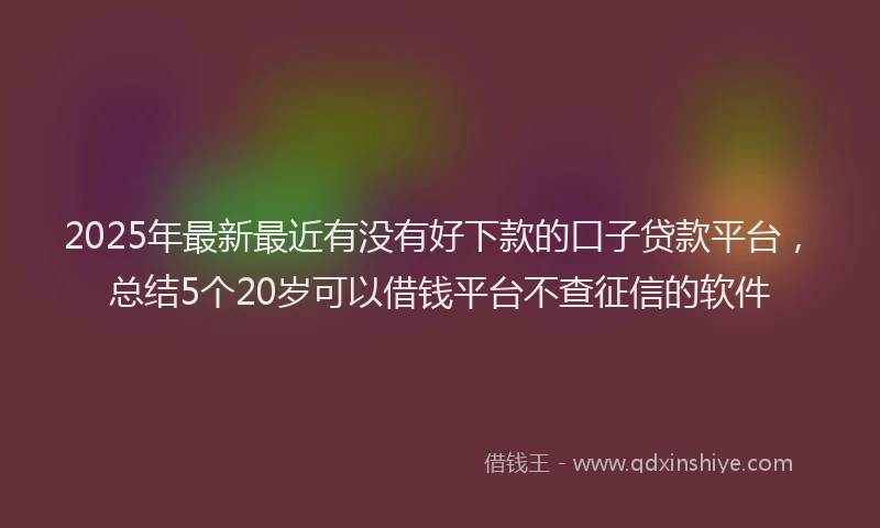 2025年最新最近有没有好下款的口子贷款平台，总结5个20岁可以借钱平台不查征信的软件
