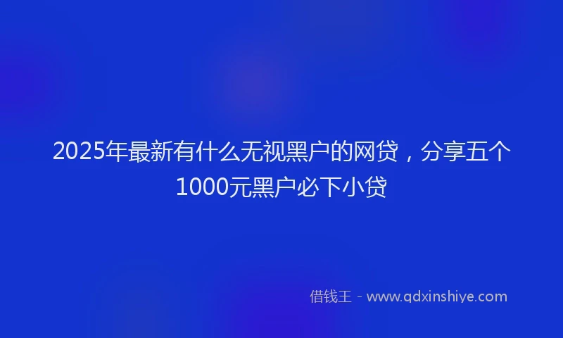 2025年最新有什么无视黑户的网贷，分享五个1000元黑户必下小贷