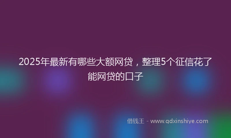 2025年最新有哪些大额网贷，整理5个征信花了能网贷的口子