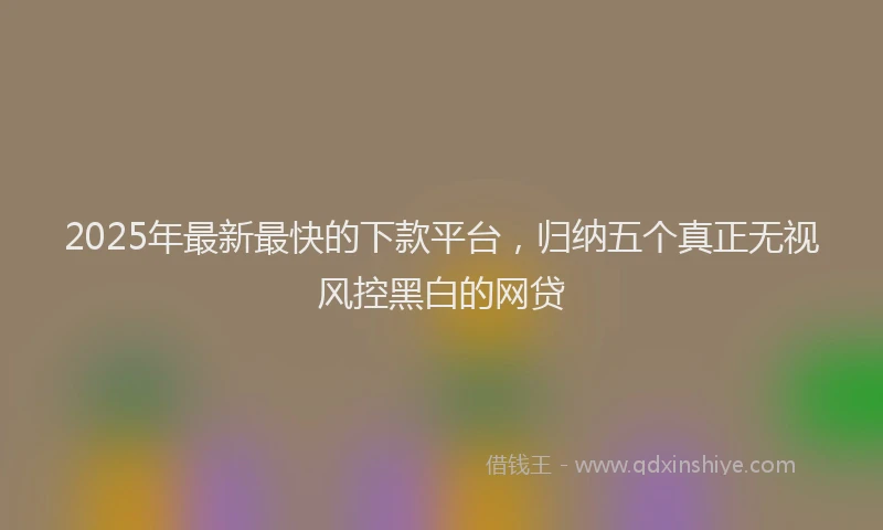 2025年最新最快的下款平台，归纳五个真正无视风控黑白的网贷
