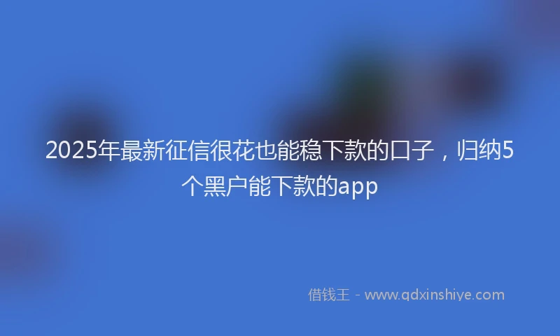 2025年最新征信很花也能稳下款的口子，归纳5个黑户能下款的app