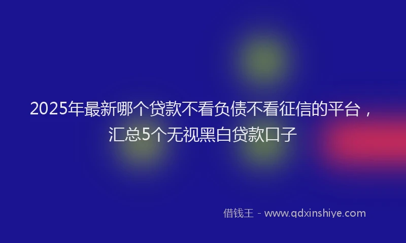 2025年最新哪个贷款不看负债不看征信的平台，汇总5个无视黑白贷款口子