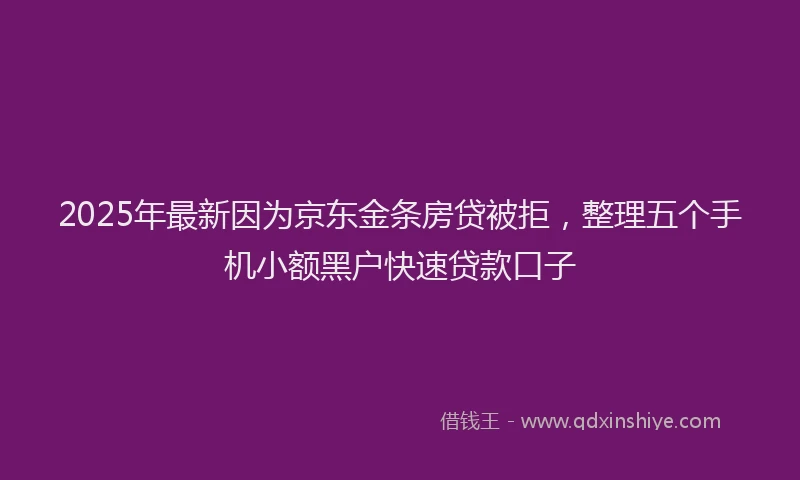 2025年最新因为京东金条房贷被拒，整理五个手机小额黑户快速贷款口子