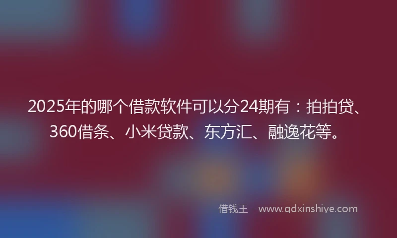 2025年的哪个借款软件可以分24期有：拍拍贷、360借条、小米贷款、东方汇、融逸花等。