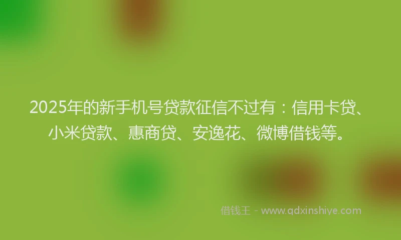 2025年的新手机号贷款征信不过有：信用卡贷、小米贷款、惠商贷、安逸花、微博借钱等。