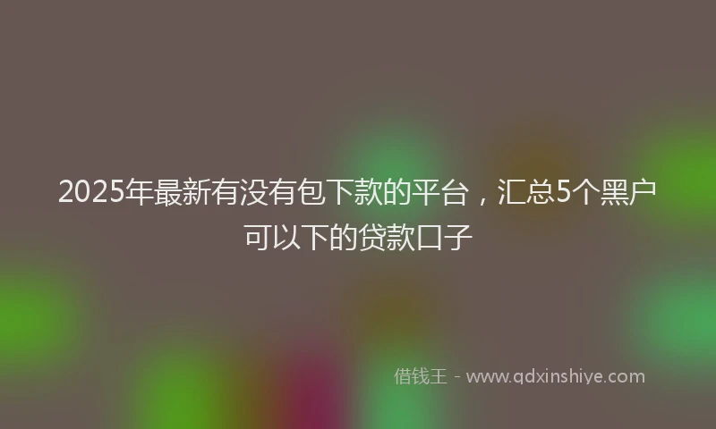 2025年最新有没有包下款的平台，汇总5个黑户可以下的贷款口子