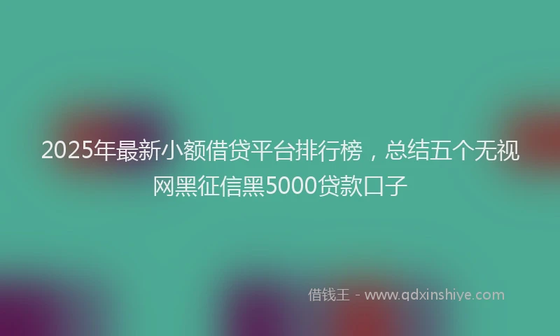 2025年最新小额借贷平台排行榜，总结五个无视网黑征信黑5000贷款口子