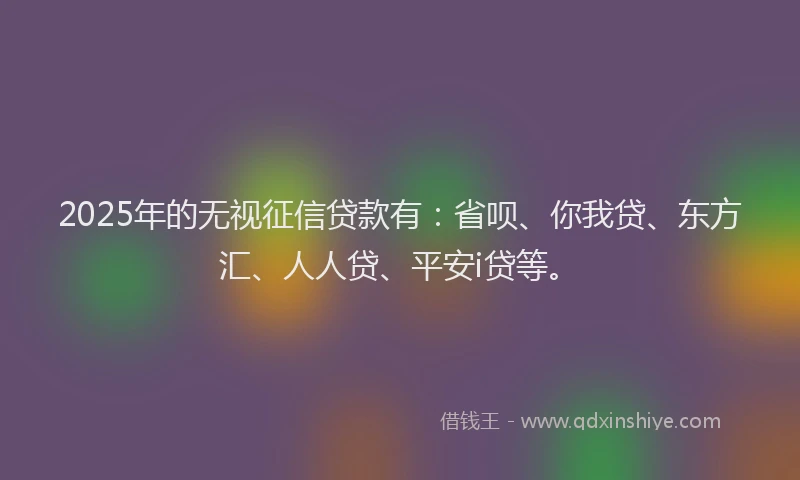 2025年的无视征信贷款有：省呗、你我贷、东方汇、人人贷、平安i贷等。