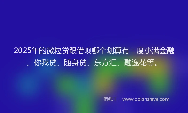 2025年的微粒贷跟借呗哪个划算有：度小满金融、你我贷、随身贷、东方汇、融逸花等。