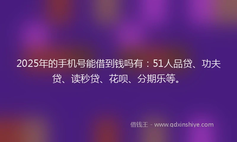 2025年的手机号能借到钱吗有：51人品贷、功夫贷、读秒贷、花呗、分期乐等。