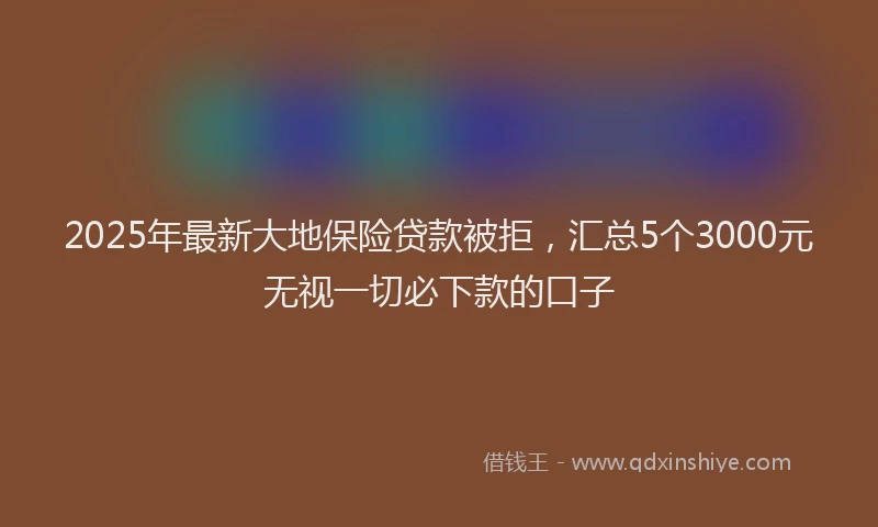 2025年最新大地保险贷款被拒，汇总5个3000元无视一切必下款的口子