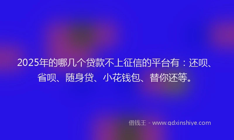 2025年的哪几个贷款不上征信的平台有：还呗、省呗、随身贷、小花钱包、替你还等。