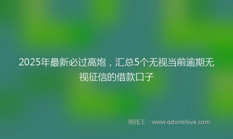 2025年最新必过高炮，汇总5个无视当前逾期无视征信的借款口子