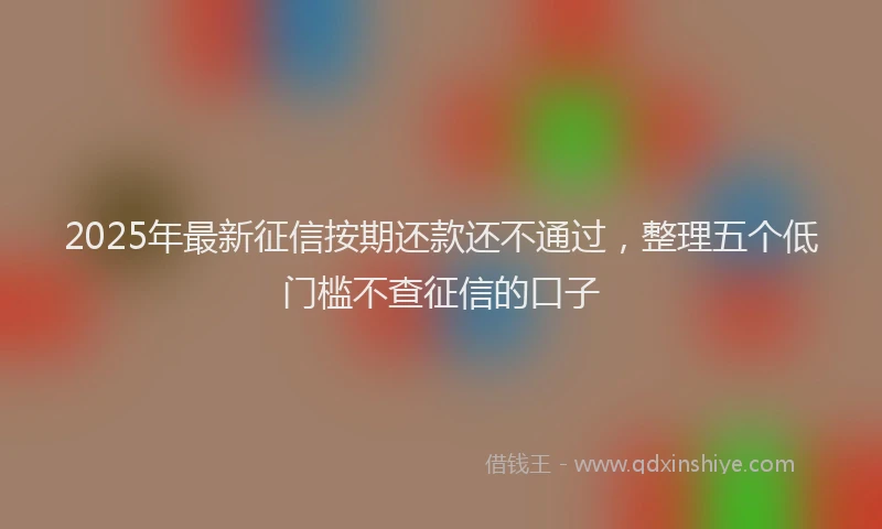 2025年最新征信按期还款还不通过，整理五个低门槛不查征信的口子