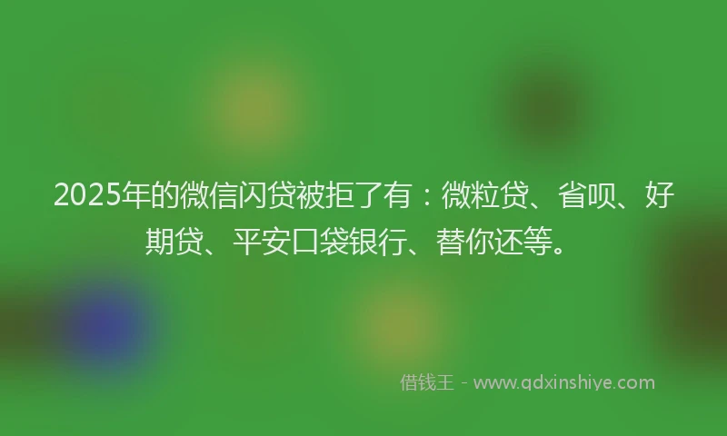 2025年的微信闪贷被拒了有：微粒贷、省呗、好期贷、平安口袋银行、替你还等。