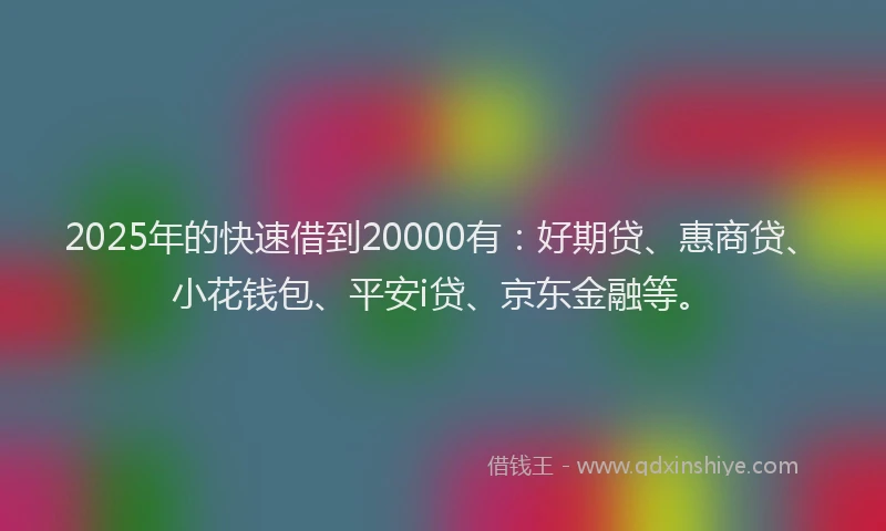 2025年的快速借到20000有：好期贷、惠商贷、小花钱包、平安i贷、京东金融等。