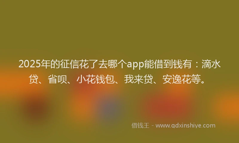 2025年的征信花了去哪个app能借到钱有：滴水贷、省呗、小花钱包、我来贷、安逸花等。