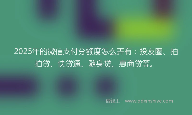2025年的微信支付分额度怎么弄有：投友圈、拍拍贷、快贷通、随身贷、惠商贷等。