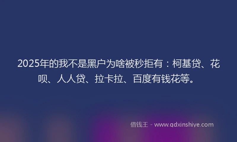 2025年的我不是黑户为啥被秒拒有：柯基贷、花呗、人人贷、拉卡拉、百度有钱花等。