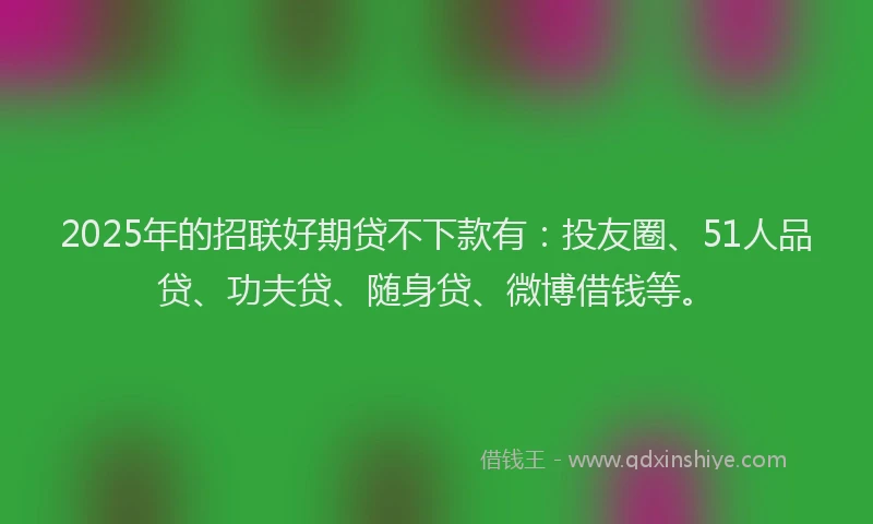 2025年的招联好期贷不下款有：投友圈、51人品贷、功夫贷、随身贷、微博借钱等。