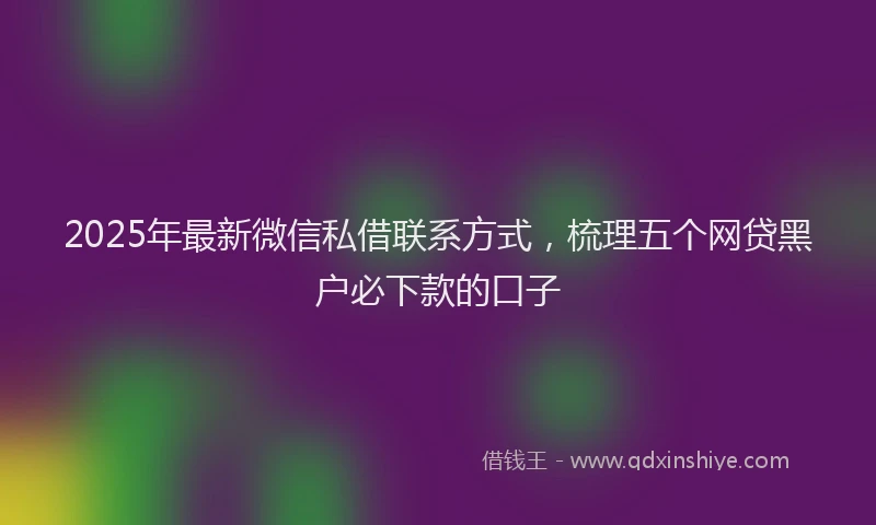 2025年最新微信私借联系方式，梳理五个网贷黑户必下款的口子