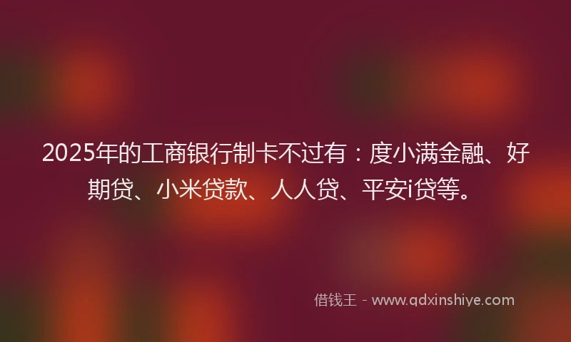 2025年的工商银行制卡不过有：度小满金融、好期贷、小米贷款、人人贷、平安i贷等。