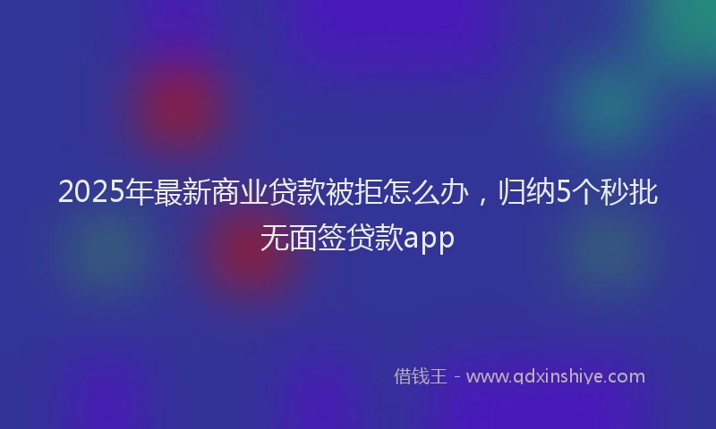 2025年最新商业贷款被拒怎么办，归纳5个秒批无面签贷款app