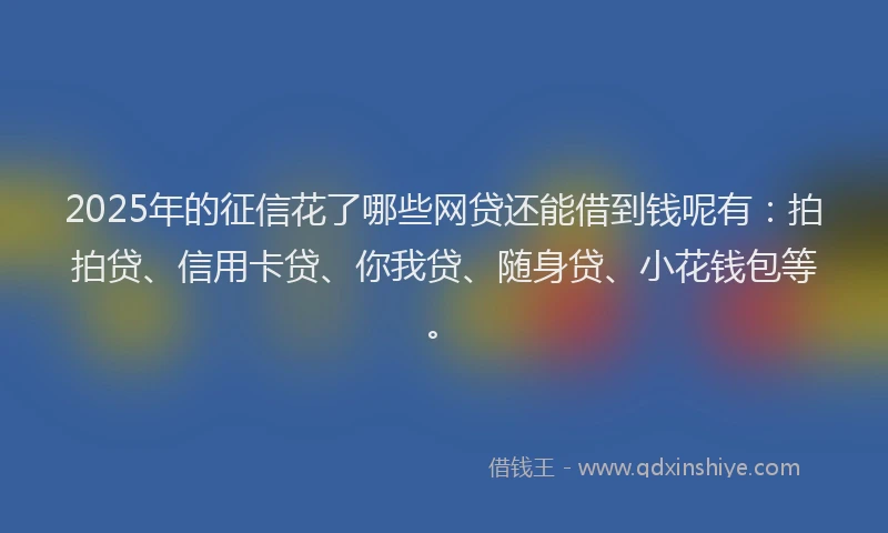 2025年的征信花了哪些网贷还能借到钱呢有：拍拍贷、信用卡贷、你我贷、随身贷、小花钱包等。