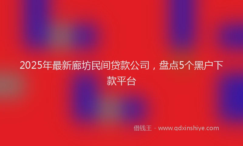 2025年最新廊坊民间贷款公司，盘点5个黑户下款平台