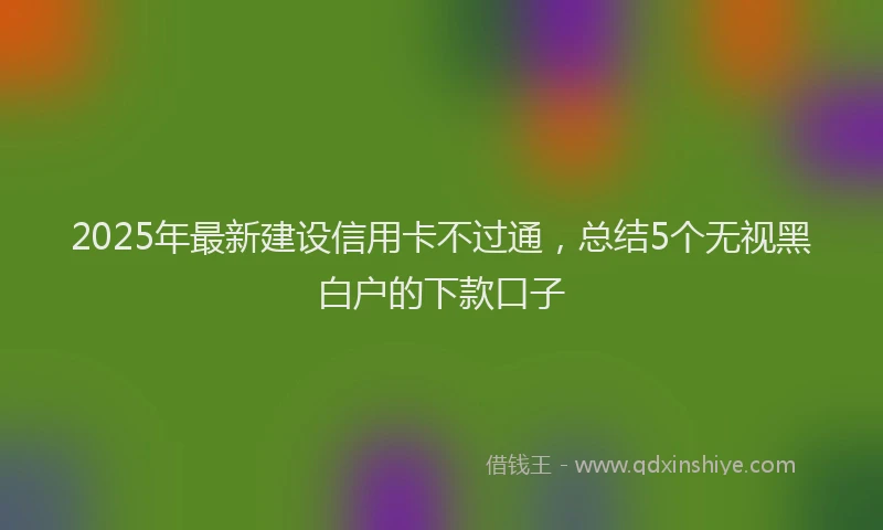 2025年最新建设信用卡不过通，总结5个无视黑白户的下款口子
