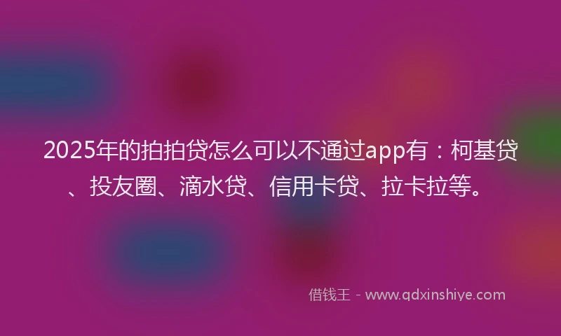 2025年的拍拍贷怎么可以不通过app有：柯基贷、投友圈、滴水贷、信用卡贷、拉卡拉等。