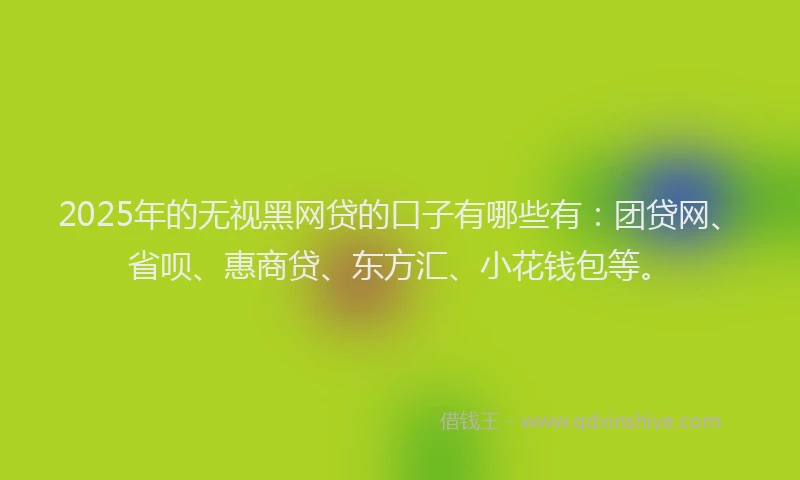 2025年的无视黑网贷的口子有哪些有：团贷网、省呗、惠商贷、东方汇、小花钱包等。