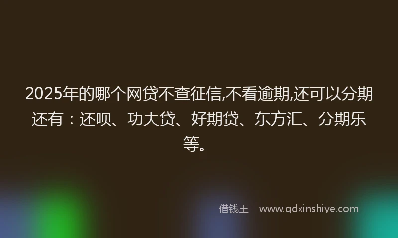 2025年的哪个网贷不查征信,不看逾期,还可以分期还有：还呗、功夫贷、好期贷、东方汇、分期乐等。