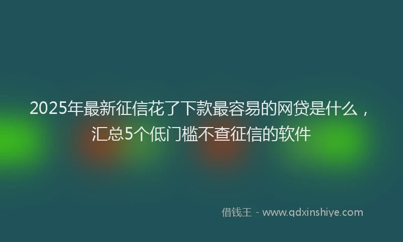 2025年最新征信花了下款最容易的网贷是什么，汇总5个低门槛不查征信的软件