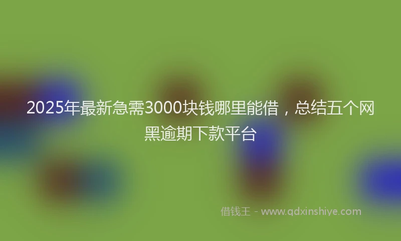 2025年最新急需3000块钱哪里能借，总结五个网黑逾期下款平台