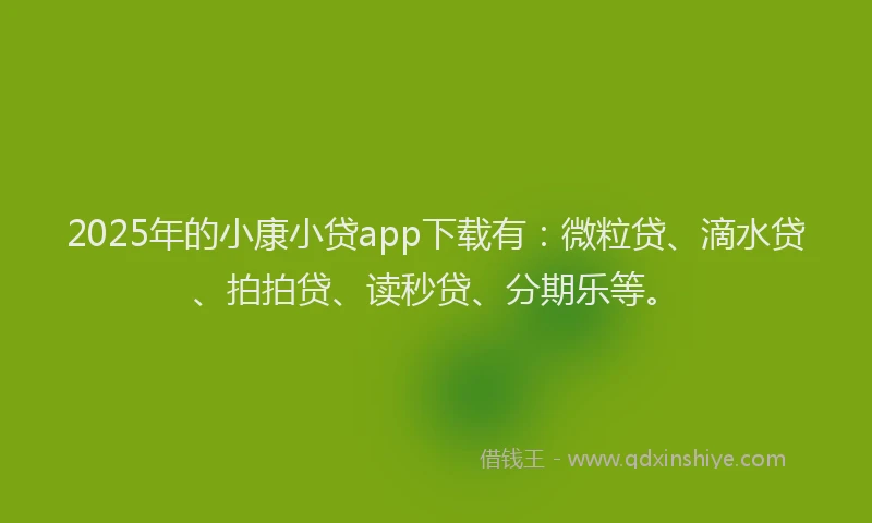 2025年的小康小贷app下载有：微粒贷、滴水贷、拍拍贷、读秒贷、分期乐等。