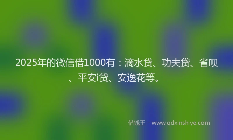 2025年的微信借1000有：滴水贷、功夫贷、省呗、平安i贷、安逸花等。